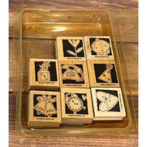 2004 STAMPIN' UP! OCCASIONALLY Wood Mounted Rubber Stamp set of 8 LOVE HEART